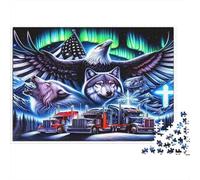 Eagle Wolf Trucks 100% Recycled Cardboard Eagle Wolf Truck 1000Pc Adult Jigsaws for Adults & Kids Brainteasing 52x38cm/1000pcs