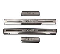 EAGLEG 4 Pièces Plaques Plinthes en Acier Inoxydable pour Fo-RD Fiesta 2009-2019, Voiture Seuil de Porte Door Sill Contre Les Rayures Protection Accessoi,Silver