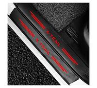 EAGLEG 4 Pièces Plaques Plinthes en Fibre de Carbone pour NIS-san X-Trail X Trail Xtrail T30 T31 T32 2014-2019, Voiture Seuil de Porte Door Sill Contre Les Rayures Protection Accessoires,Red