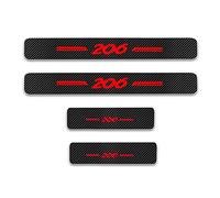 EAGLEG 4 Pièces Plaques Plinthes en Fibre de Carbone pour Peu-geot 206, Voiture Seuil de Porte Door Sill Contre Les Rayures Protection Accessoires,Red