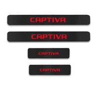 EAGLEG 4 Pièces Plaques Seuil Porte de Voiture pour Ch-evrolet Captiva, Fibre Carbone Couverture Pédale Protection Threshold Barre Plinthes Autocollant avec Logo,Red