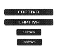 EAGLEG 4 Pièces Plaques Seuil Porte de Voiture pour Ch-evrolet Captiva, Fibre Carbone Couverture Pédale Protection Threshold Barre Plinthes Autocollant avec Logo,White