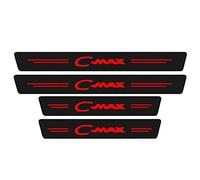 EAGLEG 4 Pièces Plaques Seuil Porte de Voiture pour Fo-RD C- Max 1 2, Fibre Carbone Couverture Pédale Protection Threshold Barre Plinthes Autocollant avec Logo,Black
