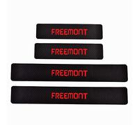 EAGLEG 4 Pièces Voiture Plaques Seuil Porte pour FI-at Freemont, Fibre Carbone Threshold Barre Plinthes Autocollant avec Logo Car Accessoires,Red