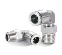 Eagles Lot de 2 raccords pneumatiques coudés 6 mm OD x 6,35 mm NPT mâle adaptateur à 90 ° en acier inoxydable 304 coudé mâle raccord Union d'air, raccords de conduite d'air, connecteurs poussoirs