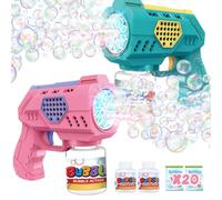 Eaglestone 2 Pistolets à Bulles pour Enfants, Souffleuses Automatiques LED | avec 4 Bouteilles et 10 Sacs de Recharge Liquide, Jouet d'Extérieur pour Mariage, Pâques, Anniversaire et Fêtes