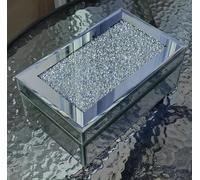 Eaglewiz Boîte à bijoux en verre miroir avec plusieurs cristaux et diamants en argent