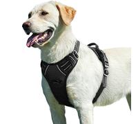 Eagloo Harnais Chien, Harnais Anti Traction pour Chien Réfléchissant Réglable, Facile à Mettre, avec Poignée Contrôle, Arnet pour Chiens Solide Respirant, Harnet pour Chiens Moyen et Grand, Noir, L