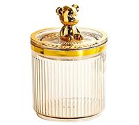 EAJORN Boîte de rangement en acrylique - Ours mignon - Support pour tampons de coton - Organisateur de maquillage pour cotons-tiges, cure-dents, bijoux