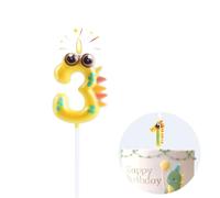 EAKE Décoration de gâteau d'anniversaire 3 ans - Dinosaure jaune - Pour bébé et enfant