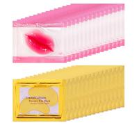 Eakroo Lot de 30 paires de masques pour les lèvres et les yeux, patchs au collagène et gel cristal or 24 carats pour les yeux, souvenirs d'enterrement de vie de jeune fille, accessoires de fête