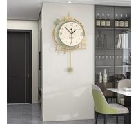 EALLEN Horloge Murale Design Moderne, Style Nordique Simplicité Pendule Murale Cadre en Métal + Horloge Silencieuse Geante Créative Art Déco pour Salon Chambre Bureau Cuisine Etude,43cm