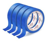 Ealyder Tape 4 Rouleaux Ruban de Masquage, 20m x 24mm Ruban de Peintre Bleu Masking Tape Ruban de Papier de Peintre Résistant à la Chaleur pour Travaux de peinture, Rénovation, Artisanat