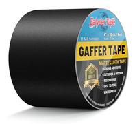 Ealyder Tape Noir Gaffer Ruban adhésif en tissu, 100 MM x 27.4M, 1 Pack Mat Chiffon Tuban Adhésif, Gaffers Tape pour Câbles, Photographie