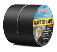 Ealyder Tape Noir Gaffer Ruban adhésif en tissu, 50 MM x 27.4M, 2 Pack Mat Chiffon Tuban Adhésif, Gaffers Tape pour Câbles, Photographie