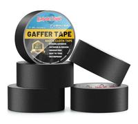 Ealyder Tape Noir Gaffer Ruban adhésif en tissu, 50 MM x 27.4M, 5 Pack Mat Chiffon Tuban Adhésif, Gaffers Tape pour Câbles, Photographie