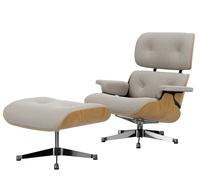 Eames Lounge Chair & Ottoman Fauteuil COMPOSITION PRÉFÉRENTE Tissu Nubia, ivoire-perle / piétement poli / châtaignier Vitra - 4055737322006