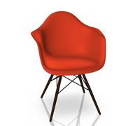 Eames Plastic Arm Chair DAW Chaise Vitra Érable foncé - Poppy red - VITRA 4403250095 03