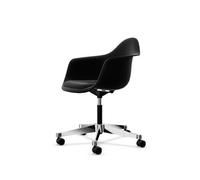 Eames Plastic PACC Office Chair avec Siège Rembourré et Pivotant Noir/Noir Profond