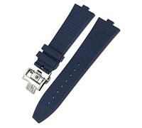 EAMOM Bracelets de montre en caoutchouc fluoré pour Vacheron Constantin 5500V 4500V 7900, noir et bleu, étanche, à dégagement rapide, 24mm x 7mm(Blue)