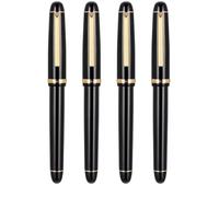 EAMOM Lot de 1 à 5 stylos plume en métal noir et doré avec pointe en iridium pour fournitures scolaires et de bureau, papeterie cadeau (4 pièces X350, M)