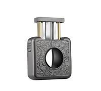 EAMOM Outil professionnel 4 en 1 coupe-cigare, coupe en V de précision et tondeuse plate avec support pliable, accessoire en métal à motifs artistiques, outil à main multifonction (A)