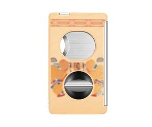 EAMOM Outil professionnel 5 en 1 coupe-cigare, coupe en V de précision et pince plate avec support caché, accessoire en métal à motifs artistiques, outil multifonction à main (D)