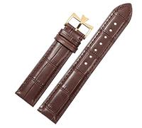 EAMOM Remplacement de bracelet de montre en cuir véritable 19/20/21/22mm pour Vacheron Constantin patrimoine VC bracelet en cuir de vachette noir bleu marron(Brown-gold,18mm)