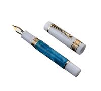 EAMOM Stylo-plume #6 argenté à pointe EF/F avec convertisseur d'encre en résine, fournitures scolaires de bureau, stylos cadeaux (B,F)