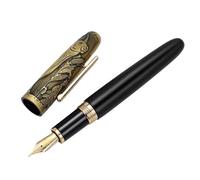 EAMOM Stylo-plume haut de gamme pour bureau, papeterie, stylos à encre rétro pour écrire, signature, cadeau, collection (jaune, F 0,5 mm)