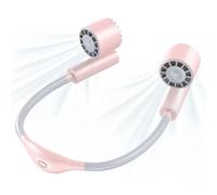 EAmrfvqt Ventilateurs de cou portables, Ventilateur De Cou 3 Vitesses Réglables À 90 Degrés Mains Libres Multicolore(Pink)