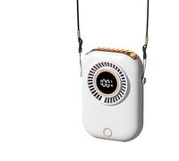 EAmrfvqt Ventilateurs de cou portables, Ventilateur de cou suspendu, affichage numérique USB, 5 vitesses, sans lame, multicolore(Pearl White)