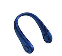 EAmrfvqt Ventilateurs de cou portables, Ventilateur de cou suspendu sans lame, 3 vitesses, refroidissement extérieur, multicolore(Blue)