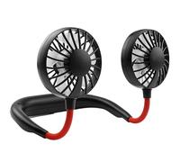EAmrfvqt Ventilateurs de cou portables, Ventilateur suspendu au cou USB, 3 vitesses, double tête, multicolore, for la maison et l'extérieur(Pink)