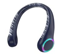 EAmrfvqt Ventilateurs de cou portables, Vitesses 64 lumières multicolores de la fan 4000mAh 3 refroidissement portable cou(Navy Blue)