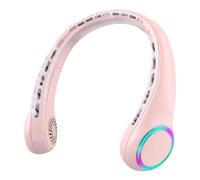 EAmrfvqt Ventilateurs de cou portables, Vitesses 64 lumières multicolores de la fan 4000mAh 3 refroidissement portable cou(Pink)