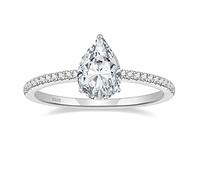 EAMTI Bagues de fiançailles en argent sterling 925 2CT taille poire oxyde de zirconium cubique CZ bagues de mariage et de promesse pour elle magnifiques alliances goutte d'eau pour femmes taille 3-13