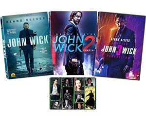 Eamufa John Wick: Chapters 1-3 Complete DVD Keanu Reeves Movie Series with Bonus Glossy Art Print