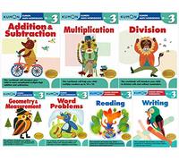 Eamufa Kumon Grade 3 Complete Set (7 Workbooks) - Addition&Subtraction, Multiplication, Division, Geometry&Measurement, Word Problems, Reading, Writing