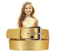 EANAGO Ceinture végétalienne pailletée enfant motif étoiles - ceinture glitter 2,5 cm, réglable, doré scintillante avec boucle argentée - accessoire mode fille & garçon