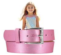 EANAGO Ceinture végétalienne pailletée enfant motif étoiles - ceinture glitter 2,5 cm, réglable, rose scintillante avec boucle argentée - accessoire mode fille & garçon
