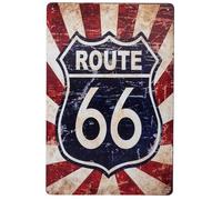 EANAGO Plaque rétro vintage nostalgique >Route 66< - Cadeaux pour hommes - Métal, 20 x 30 cm - Décoration - Atelier - Road Trip USA