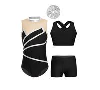 Eandarui Ballet Corps Danse Classique Petite Mädchen Avec Soutiengorge De Sport Short De Sport Filles Gymnastique Justaucorps Gymnastique Artistique Danse Moderne Argent 3-4 ans
