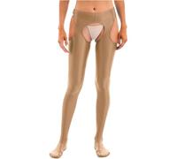 Eandarui Collant Femme Sexy Hot Ouvert Bas Femme Autofixant Pratique Ouverture Entrejambe Pantacollant Taille Moyenne Blanc Noir Bleu Rose Vert Rouge Gris Violet Marron Café M