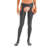 Eandarui Collant Femme Sexy Hot Ouvert Bas Femme Autofixant Pratique Ouverture Entrejambe Pantacollant Taille Moyenne Blanc Noir Bleu Rose Vert Rouge Gris Violet Marron Gris foncé L