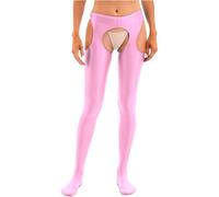 Eandarui Collant Femme Sexy Hot Ouvert Bas Femme Autofixant Pratique Ouverture Entrejambe Pantacollant Taille Moyenne Blanc Noir Bleu Rose Vert Rouge Gris Violet Marron Rose L