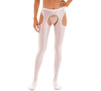 Eandarui Collant Femme Sexy Hot Ouvert Bas Femme Autofixant Pratique Ouverture Entrejambe Pantacollant Taille Moyenne Blanc Noir Bleu Rose Vert Rouge Gris Violet Marron Blanc XL