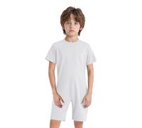 Eandarui Combinaison Salopette Enfants Et Ados Casual Grenouillère Combinaison Intégrale De Travail Manches Courtes Vêtements De Plage Vacances École Pyjama En Coton Blanc 9-10 ans