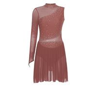 Eandarui Robe De Patinage Artistique Sur Glace Femme Une Épaule Costume De Ballet Danse Classique Moderne Lyrique Contemporaine Body Gymnastique Artistique Costume Rose poudré L