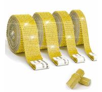 EANLOLY 4 Rouleaux de Strass Autocollants en Cristal (Quatre modèles), Diamant Ruban DIY décoration Autocollant pour Art Artisanat, Bricolage, Evénement, Voiture téléphone décoration (Or)